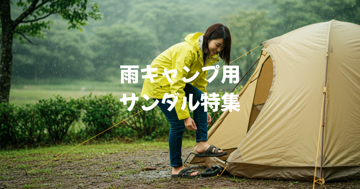 雨キャンプ　サンダル　ブーツ