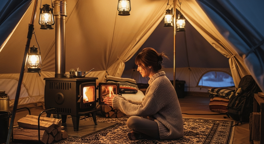 テント内薪ストーブ キャンプ